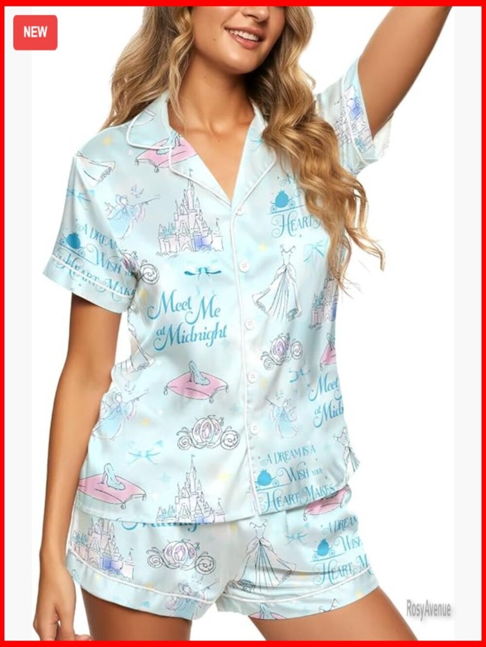 Womens Silky Satin Pajama Set Short Sleeve Button Down 2 Piece Sleepwear